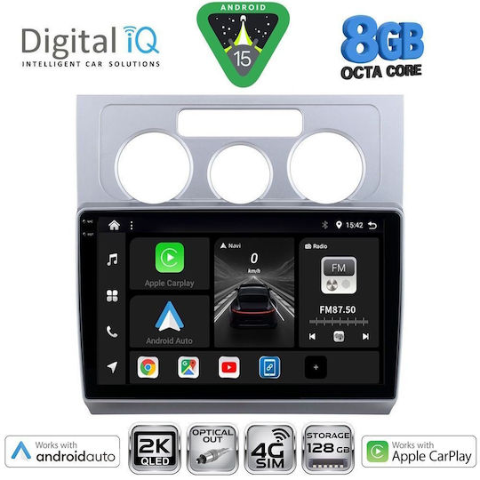 Digital IQ Car Audio System for Volkswagen Touran 2003-2010 with A/C Bluetooth USB Wi-Fi GPS Apple CarPlay Android Auto 10" Touch Screen