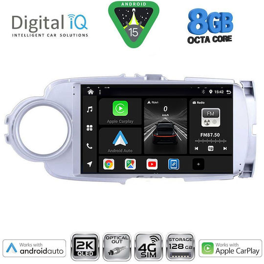 Digital IQ Car Audio System for Toyota Yaris 2011-2015 (Bluetooth/USB/WiFi/GPS/Apple CarPlay/Android Auto) with 9" Touch Screen