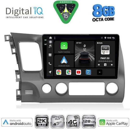 Digital IQ Car Audio System for Honda Civic 2006-2012 (Bluetooth/USB/WiFi/GPS/Apple CarPlay/Android Auto) with 10" Touch Screen