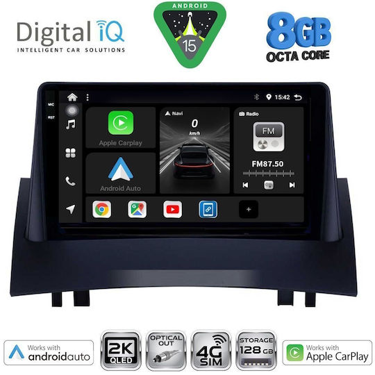 Digital IQ Car Audio System for Renault Megane 2002-2008 Bluetooth USB WiFi GPS Apple CarPlay Android Auto with 9" Touch Screen