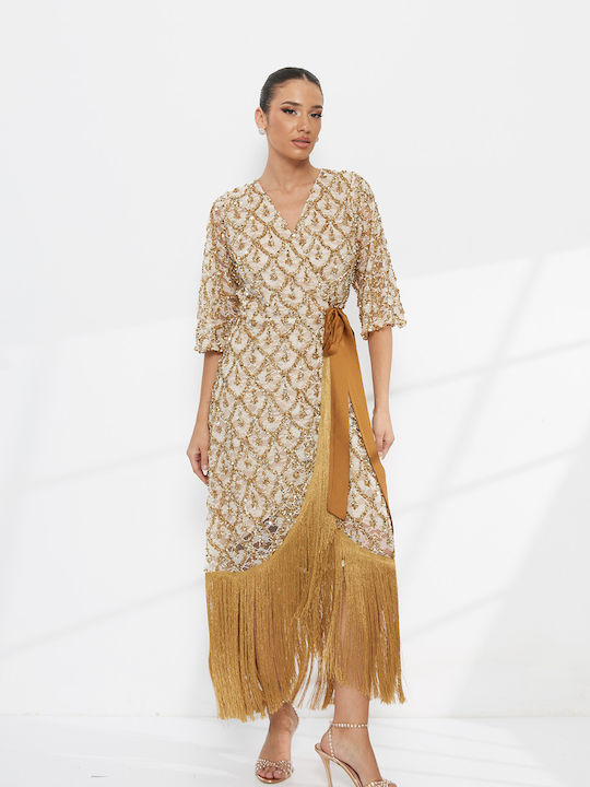RichgirlBoudoir Maxi Evening Dress Wrap Gold