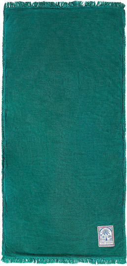Funky Buddha Cotton Green Beach Towel with Fringes 170x91cm