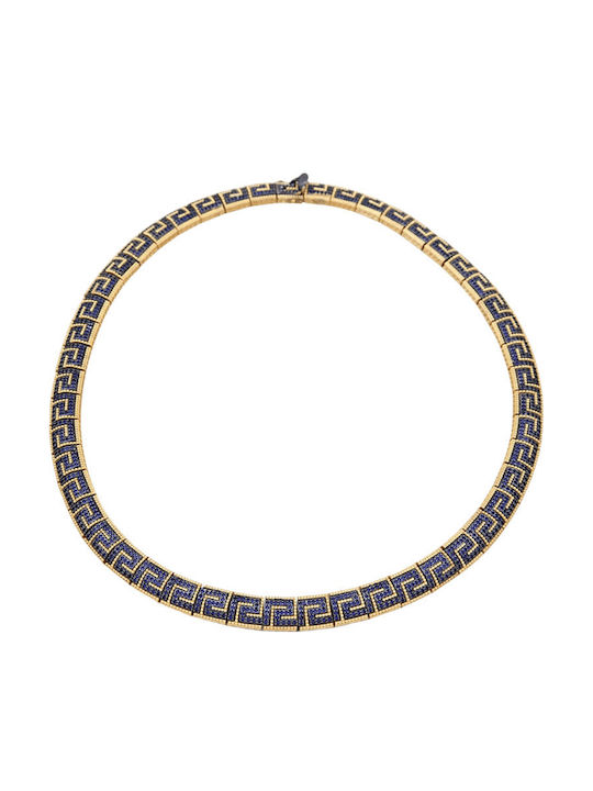 Dimitrios Exclusive Necklace From Gold Plated Silver With Blue Zircon