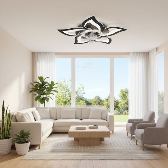 Alista Home Πλαφονιέρα Οροφής Μαύρη με Ενσωματωμένο LED και Τηλεχειριστήριο