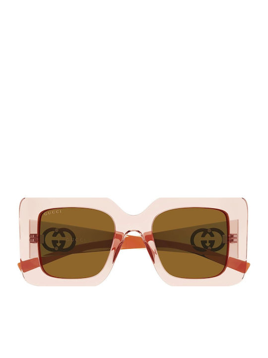 Gucci Γυναικεία Γυαλιά Ηλίου με Διάφανο Κοκκάλινο Σκελετό και Διάφανο Φακό GG2025S 004