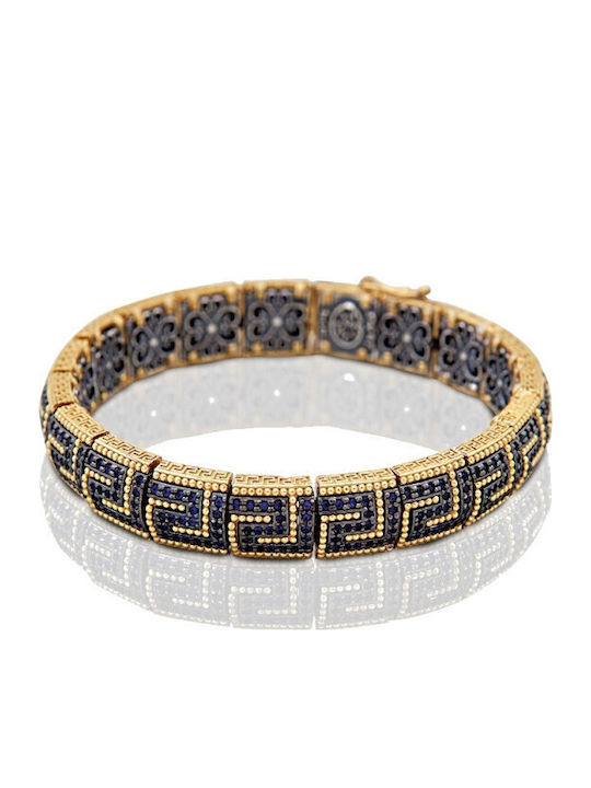 Dimitrios Exclusive Women's Bracelet with Meander Design Gold Plated Silver with Zircon