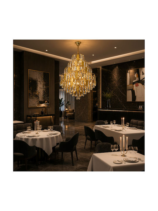Alista Home Candelabru 10xE14 Ø50cm cu Cristale Auriu AT1CT-IM1P-HT2L-CC1065/500X750GD