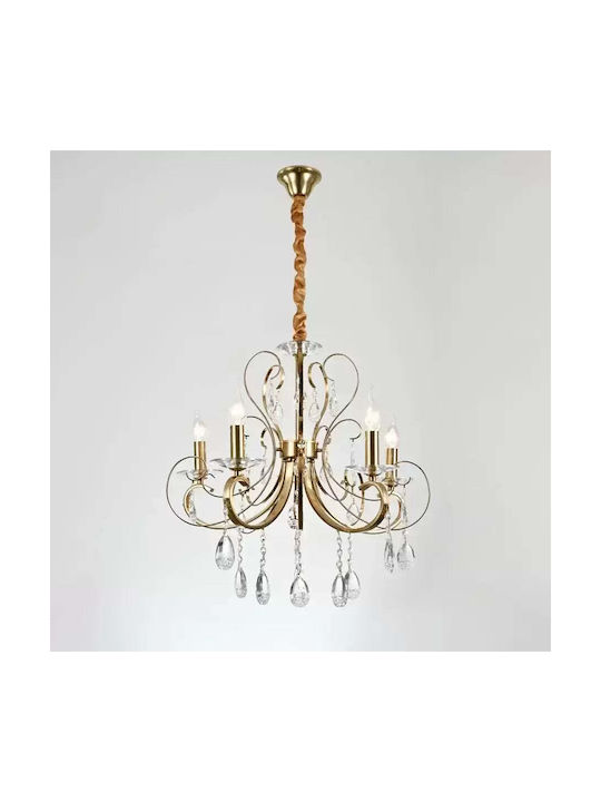 Alista Home Candelabru 5xE14 Ø54cm cu Cristale Auriu AT1CT-VV1A-HT2L-7928/5