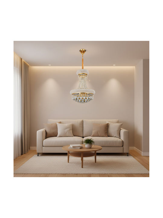 Alista Home Πολυέλαιος 12xE14 Ø40cm με Κρύσταλλα Χρυσός AT1CT-IM1P-HT2L-CC9397/500X750GD