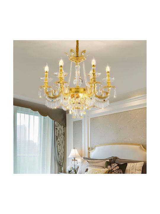 Alista Home Candelabru 9xE14 Ø68cm cu Cristale Auriu AT1CT-IM1P-HT2L-CC828/6GD