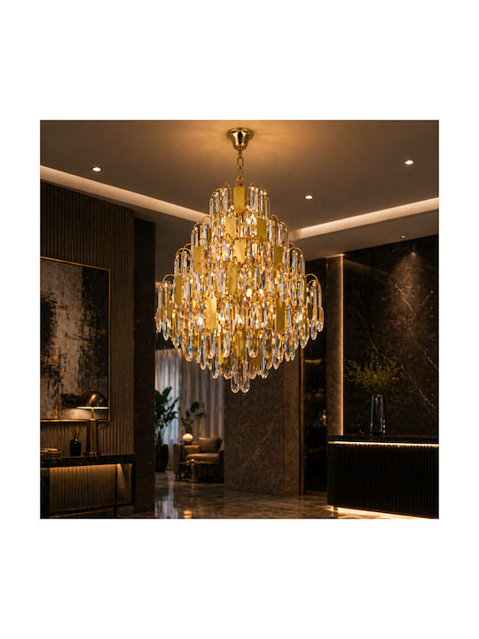 Alista Home Candelabru 8xE14 Ø40cm cu Cristale Auriu AT1CT-IM1P-HT2L-CC1065/400X600GD