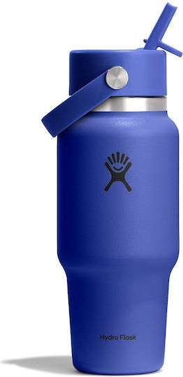 Hydro Flask Wide Flex Cap Бутилка Термос Неръждаема Стомана 710ml Flex Straw Cap Сламка Capri Blue с Сламка