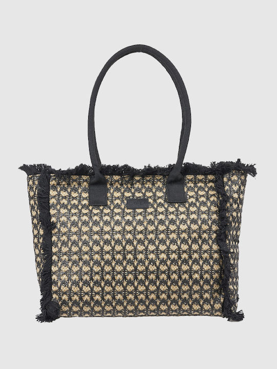 Verde Verde Ψάθινη Strandtasche Schwarz