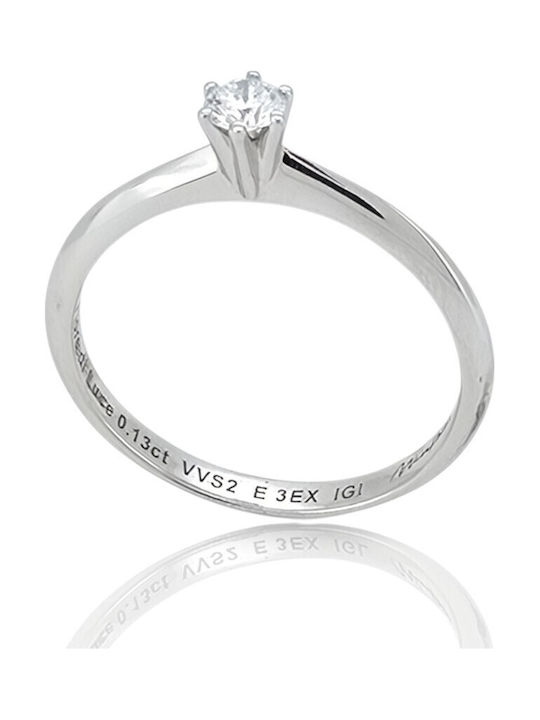Mentzos Single Stone Ring In 18K White Gold With Diamond