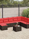Garden & Outdoor Furniture Sets Living Room Set 9 Pieces Brown with Pillows