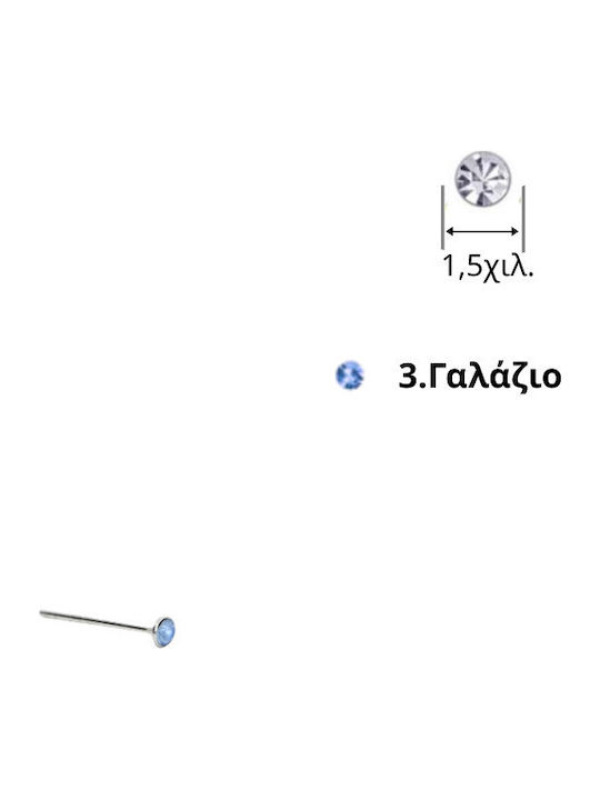 Silver And More Σκουλαρίκι Μύτης από Ασήμι Γαλάζιο