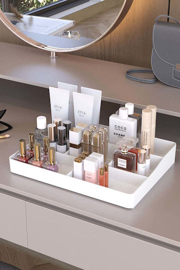 Stewehome Makeup Jewelry Organizer Desktop 6 Compartments White