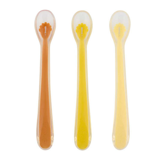Trixie Set pentru bebeluși cu linguri din silicon pentru 4+ luni Galbene 3 buc