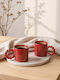 SteweHome Set Tassen Kaffee Keramik Rote 260ml 2 Stück