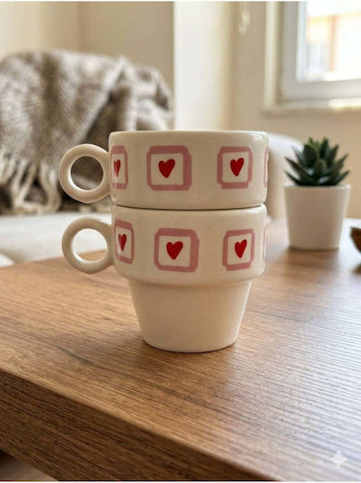 SteweHome Set Ceramic Beige Espresso Cups 90ml 2 Pieces
