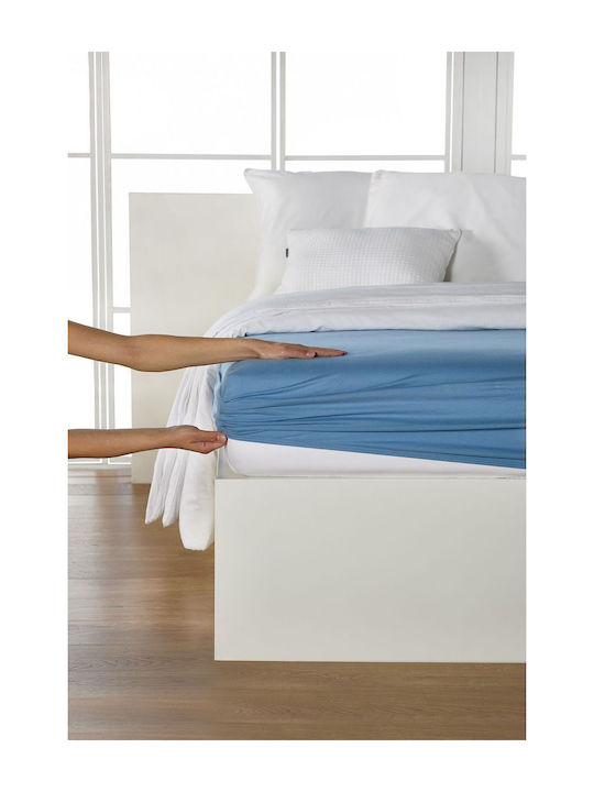 Living Home Double Bed Sheet With Rubber Hugger 160x200+40cm Stahlblau