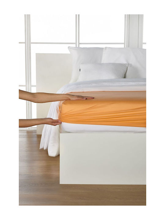 Living Home Super-Double Bed Sheet With Rubber Hugger 160x200+40cm Phirsich