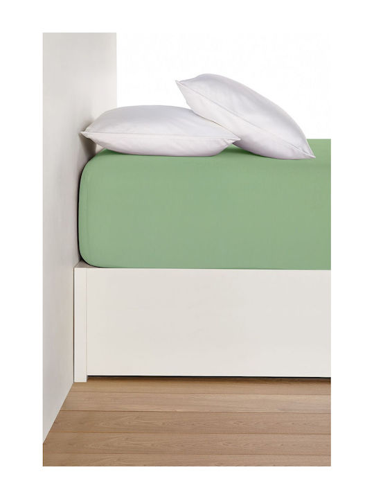 Living Home Σεντόνι Υπέρδιπλο με Λάστιχο 160x200+30εκ. Spring Green
