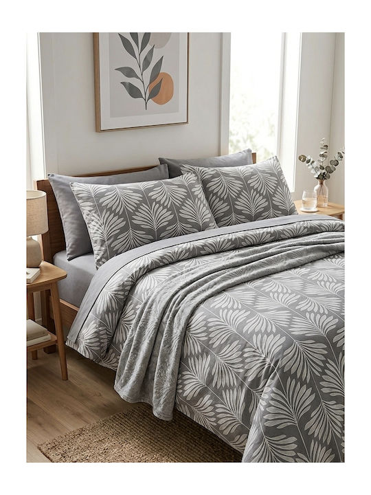 King Size Bed Sheets Set With Rubber Hugger 220x240cm Multicolour 4 Pieces