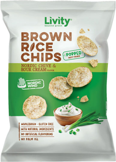 Livity Byond Цели Зърна Оризови Чипсове С Вкус На Нордически Лук И Крем 60г