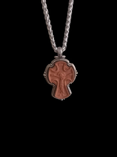 Wooden Pendant Cross with Metal Detail 5 x 3.1 cm