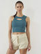 Γυναικείο Crop Top με Τιράντες Πετρολ