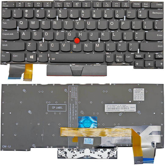 Πληκτρολόγιο Laptop Lenovo Thinkpad X13 Yoga Gen 1 20sx 20sy Us Μαύρο Backlit Trackpoint