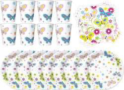 Set Plates Cups Napkins Butterflies