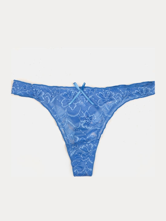 Lace Blue String Briefs Size S M Blue