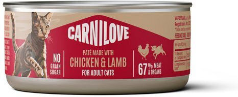 Carnilove Wet Cat Food in Cans with Chicken and Lamb 100gr