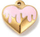 Steel Heart Element Gold Rose Enamel 17mm 1 Piece