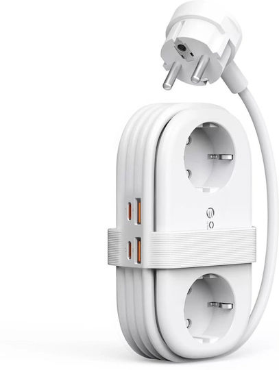 Orico GaN Charging Station With 2 USB-A Output Ports And USB-C Output Port And USB-C Cable 20W Power Delivery In White Colour AP3