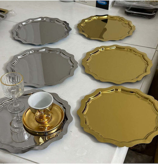 SteweHome Decorative Tray Metallic Round 24x24cm 6 Pieces