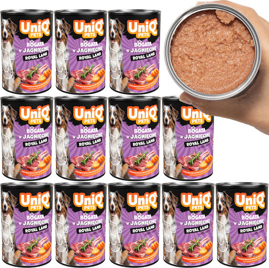 Uniq Hrana Umedă Pentru Câini în Conservă cu Miel, Carne, Ficat și Morcov 375gr