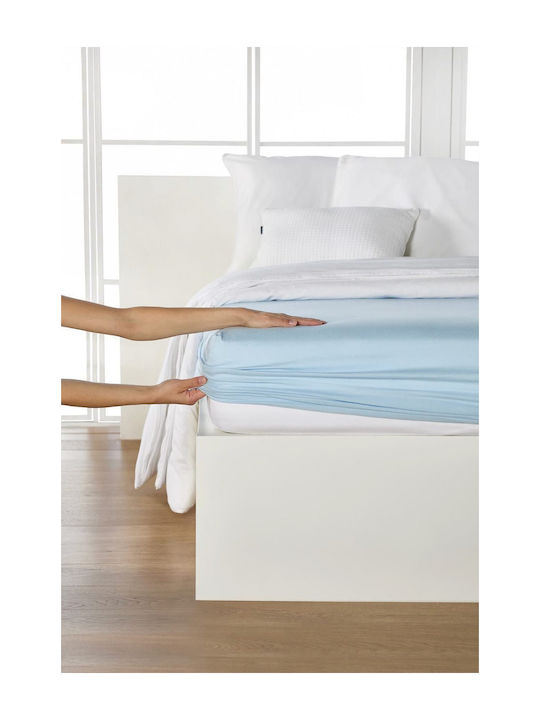 Living Home Semi Double Bed Sheet With Rubber Hugger 130x200cm Light Blue