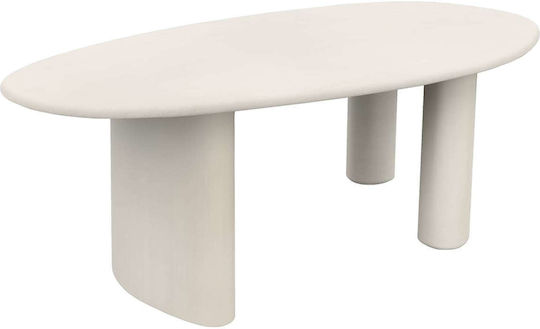 Fiber Oval Dining Room Table from Concrete Beige 240x100x75cm