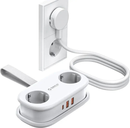 Orico Πολύπριζο Aσφαλείας 2 Θέσεων με 2 USB-A, 1 USB-C και Καλώδιο 1.1m