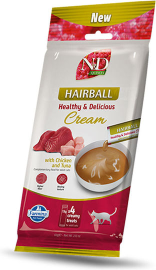 Treat Cream N&d Cat Quinoa Hairball mit Huhn & Tuna 60gr 4x15gr