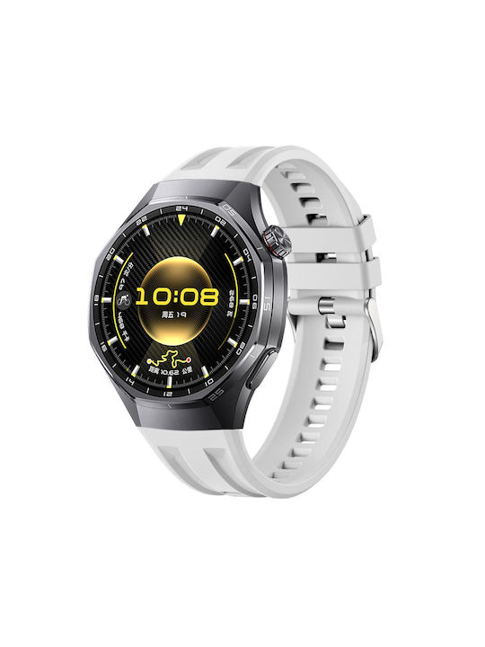 Huawei Watch Gt 6 Pro Непрекъсната Свързаност С Двойна Канавка Непорьозен Едноцветен Силиконов Кайшки Бял