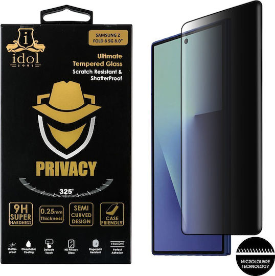 Idol 1991 Datenschutz Antispy Gehärtetes Glas Samsung Z Fold 8 5G 8,0 Zoll 9H 0,25 mm Semi Curved Vollleim Schwarz