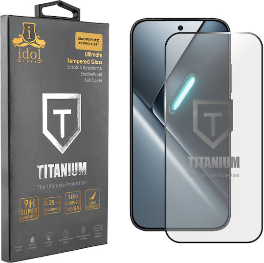 Idol 1991 Tempered Glass Xiaomi Poco X8 Pro 6.59" 9h 0.25mm Titanium Semi Curved Full Glue Black
