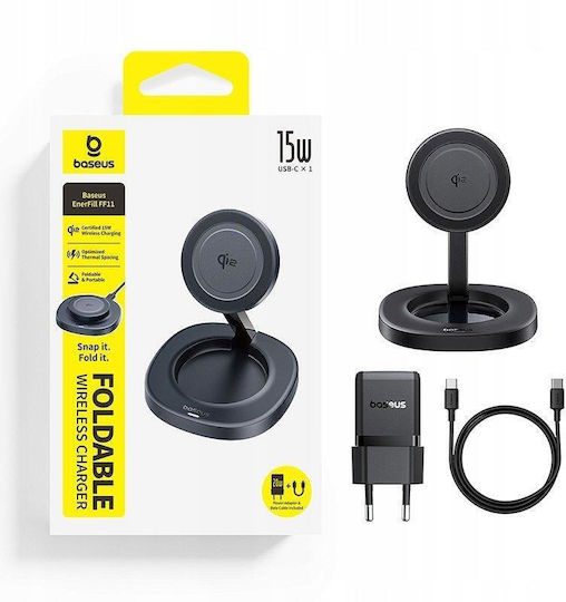 Baseus Wireless Qi2 Charger and USB-C Cable 15W Black (EnerFill FF11)