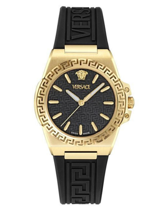 Versace Versace Womens Watch 38mm Battery with Black Rubber Strap Versace Versace Womens Watch 38mm Battery with Black Rubber Strap