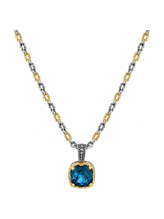 Dimitrios Exclusive Necklace from Gold Plated Silver Blue