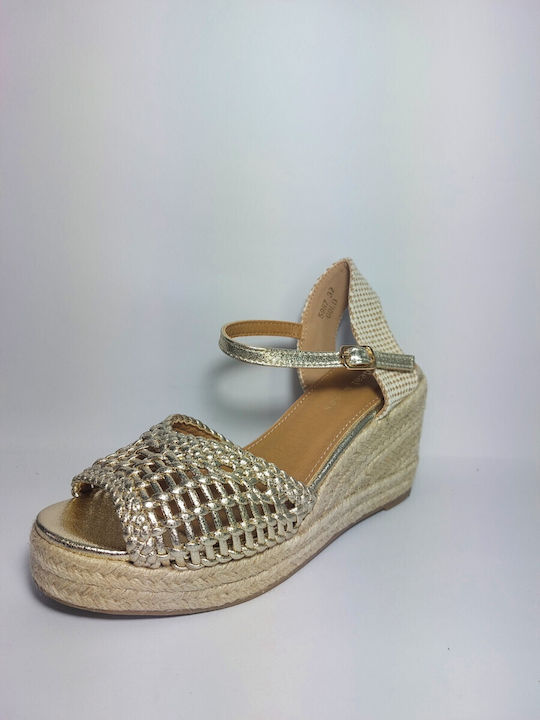 Ideal Shoes Damenplattformen Gold